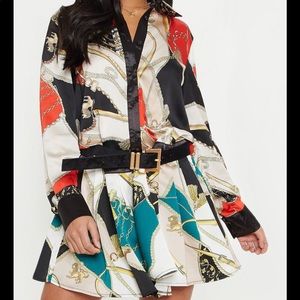 Chain print shirt dress